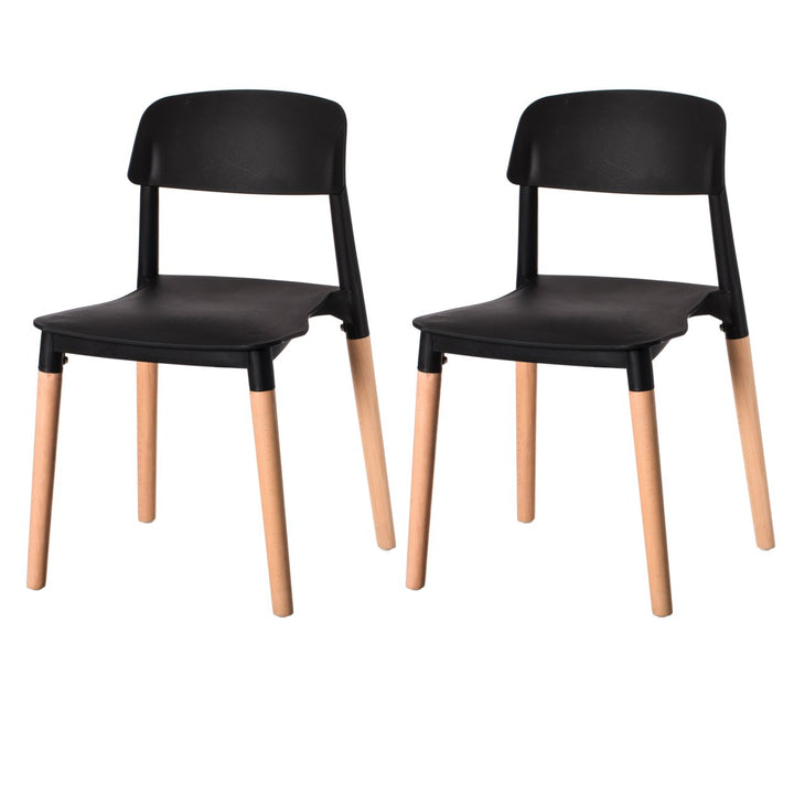 Modern Plastic Dining Chair Open Back with Beech Wood Legs Image 3