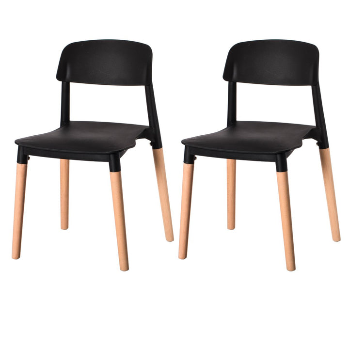 Modern Plastic Dining Chair Open Back Beech Wood Legs 19.75in x 29.25in Image 1