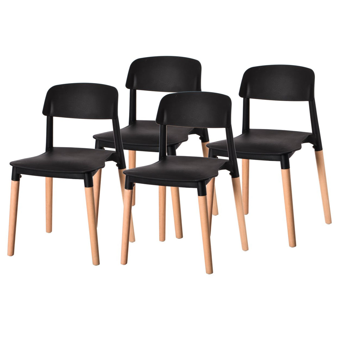 Modern Plastic Dining Chair Open Back with Beech Wood Legs Image 4