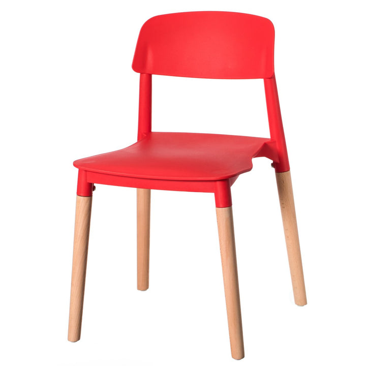 Modern Plastic Dining Chair Open Back with Beech Wood Legs Image 5