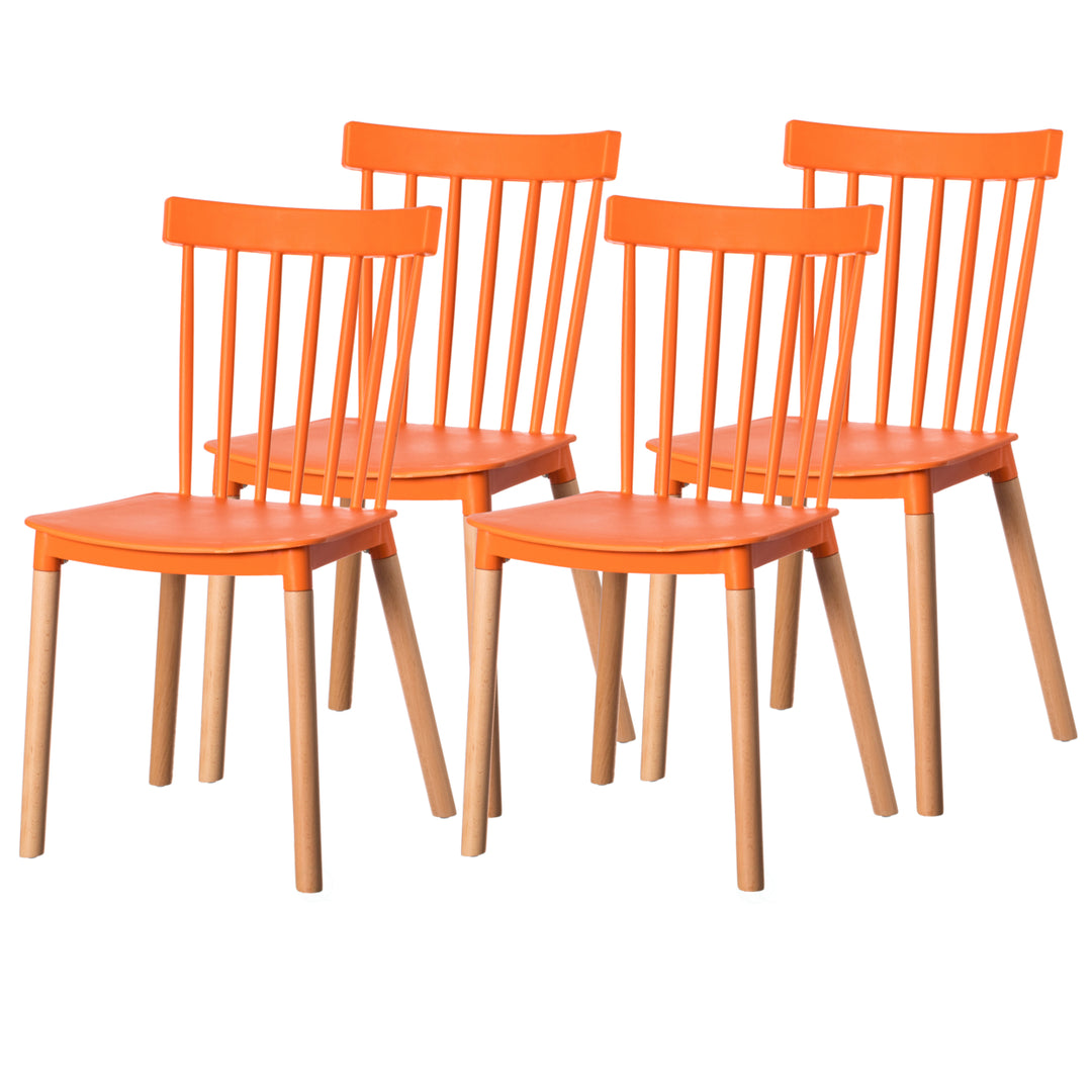 Modern Plastic Dining Chair Windsor Design with Beech Wood Legs Image 4
