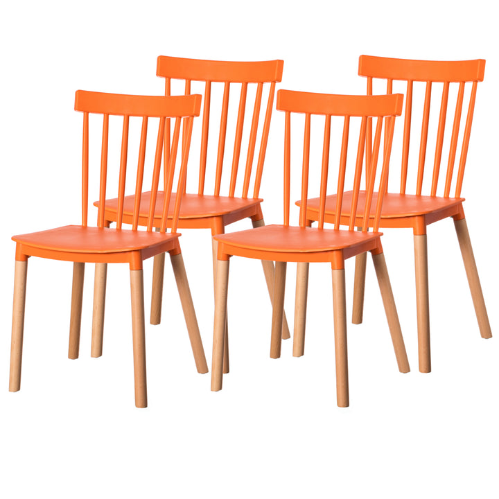 Modern Plastic Dining Chair Windsor Design with Beech Wood Legs Image 4