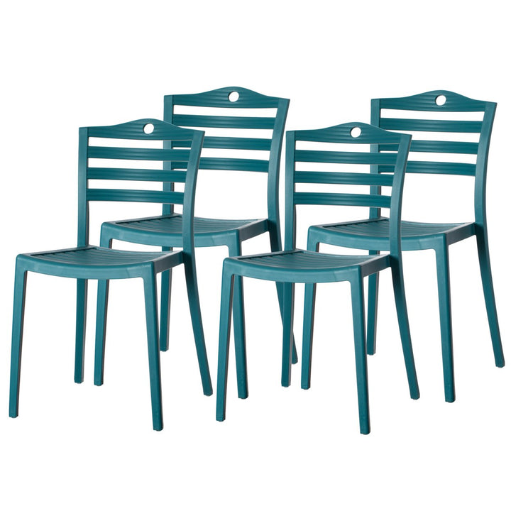 Stackable Modern Plastic Dining Chair Outdoor Indoor Ladderback Design 32.75" High Image 1