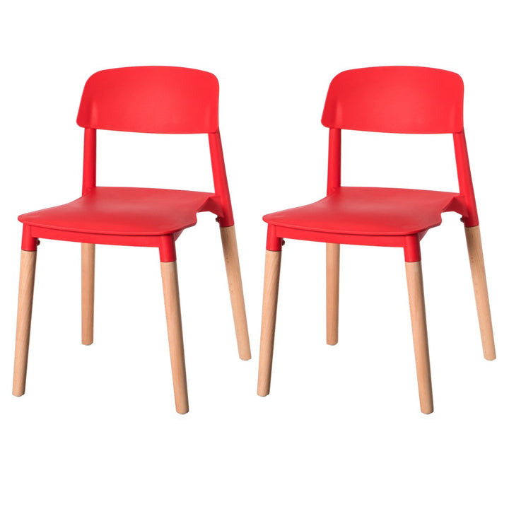 Modern Plastic Dining Chair Open Back with Beech Wood Legs Image 6