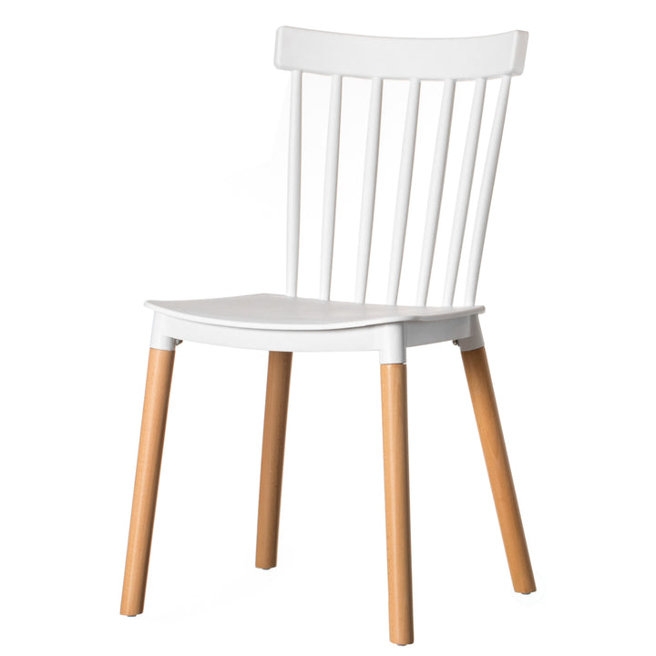 Modern Plastic Dining Chair Windsor Design with Beech Wood Legs Image 5