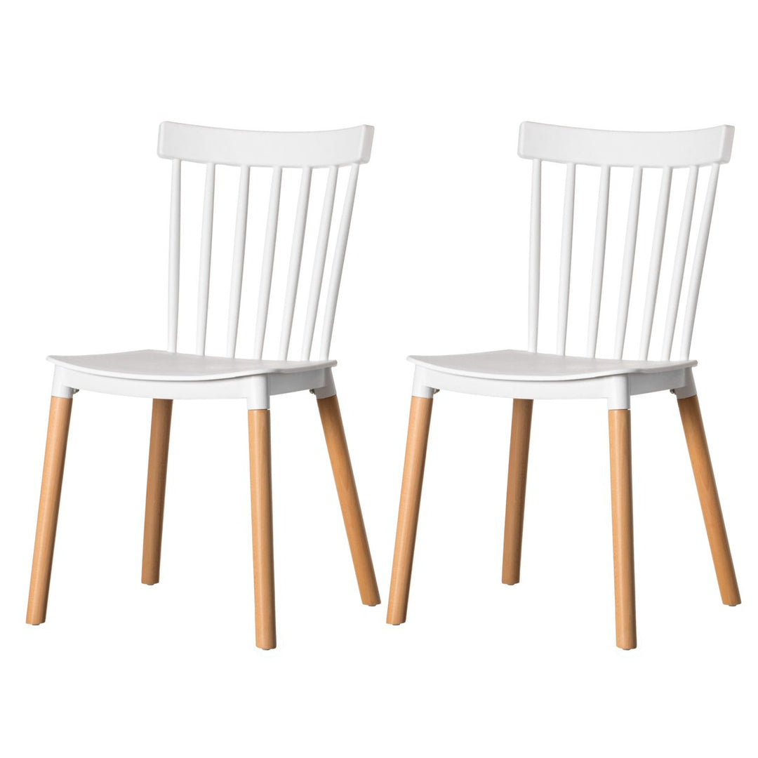 Modern Plastic Dining Chair Windsor Design with Beech Wood Legs Image 1
