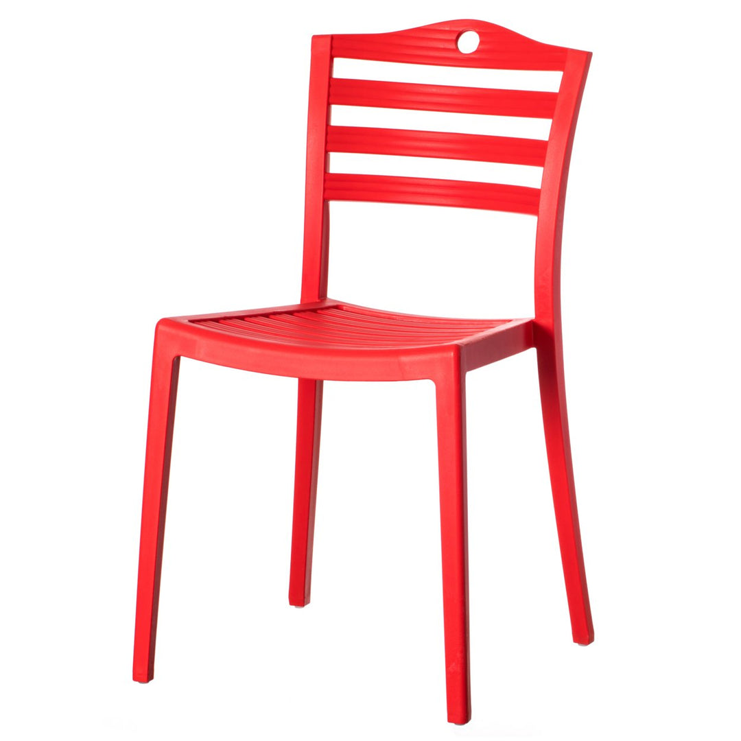 Stackable Modern Plastic Indoor and Outdoor Dining Chair with Ladderback Design for All Weather Use Image 5
