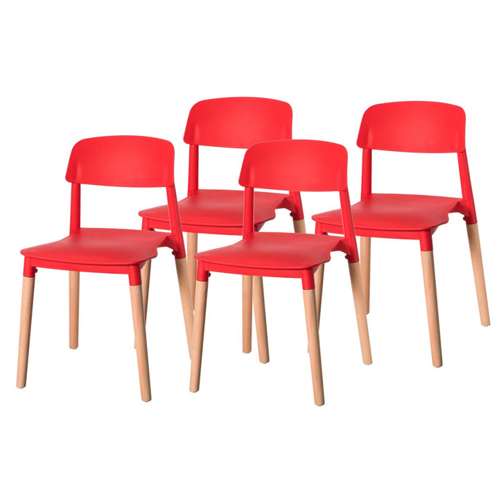 Modern Plastic Dining Chair Open Back with Beech Wood Legs Image 7