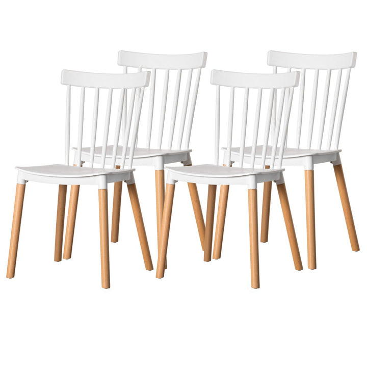 Modern Plastic Dining Chair Windsor Design with Beech Wood Legs Image 7