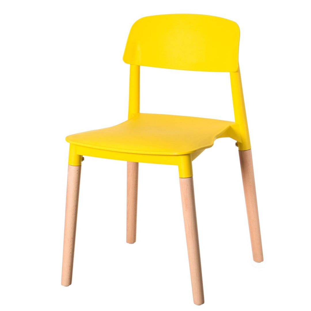 Modern Plastic Dining Chair Open Back with Beech Wood Legs Image 8