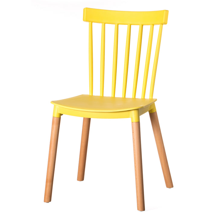 Modern Plastic Dining Chair Windsor Design with Beech Wood Legs Image 8