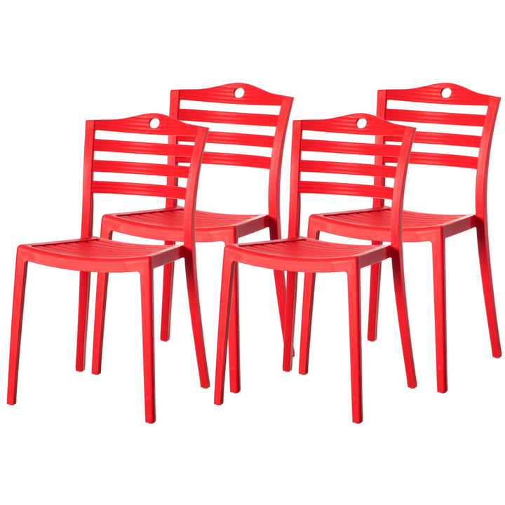 Stackable Modern Plastic Dining Chair Outdoor Indoor Ladderback Design 32.75" High Image 1