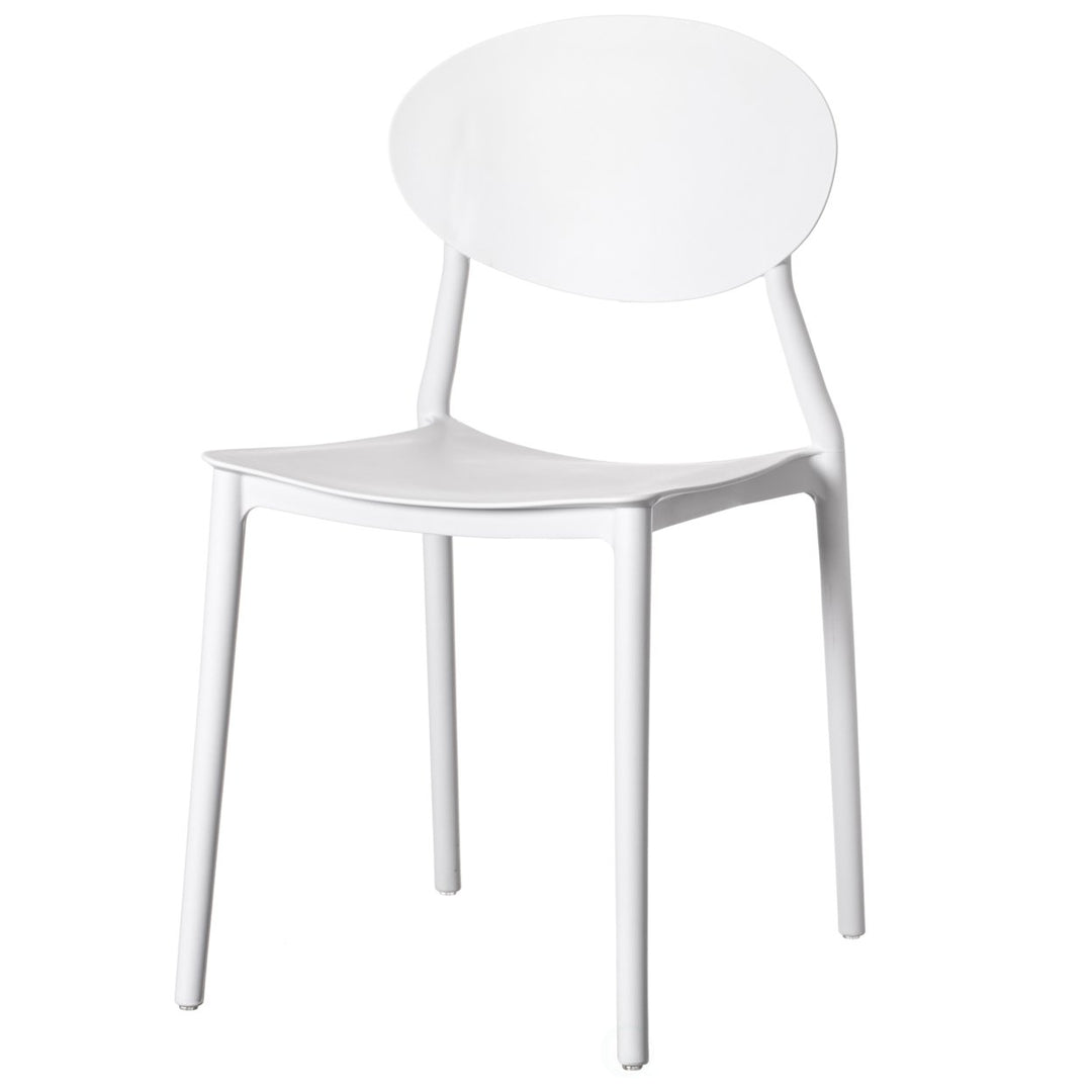 Modern Plastic Outdoor Dining Chair Open Oval Back 18.25in Wide Stackable PP Image 1