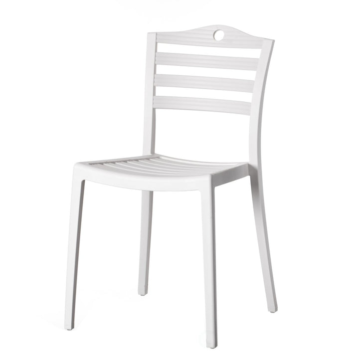 Stackable Modern Plastic Indoor and Outdoor Dining Chair with Ladderback Design for All Weather Use Image 8