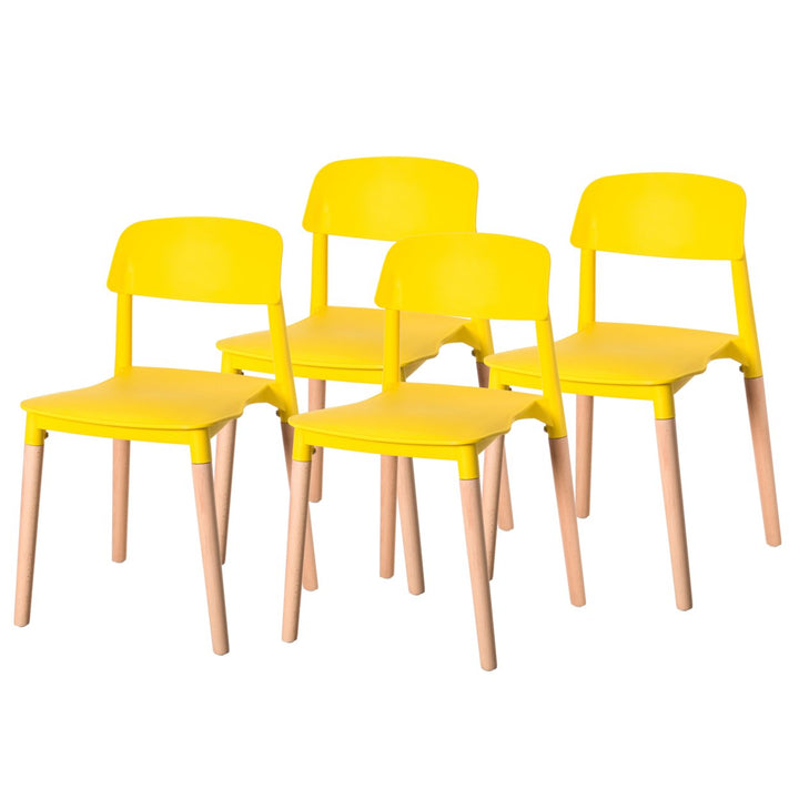 Modern Plastic Dining Chair Open Back with Beech Wood Legs Image 10