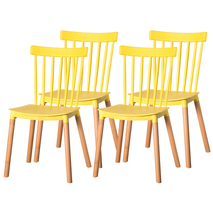 Modern Plastic Dining Chair Windsor Design with Beech Wood Legs Image 10