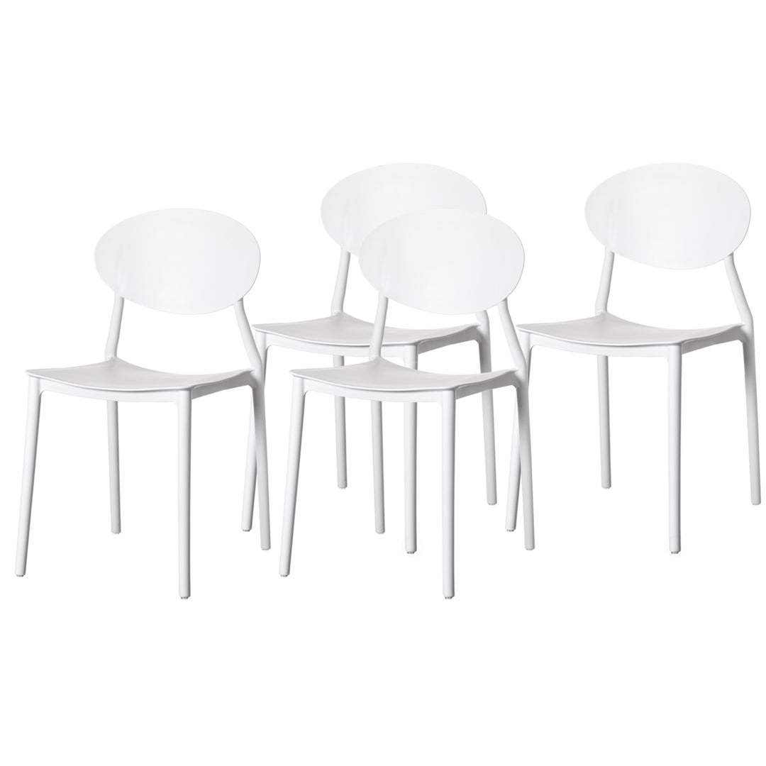 Modern Plastic Outdoor Dining Chair with Open Oval Back Design Image 10