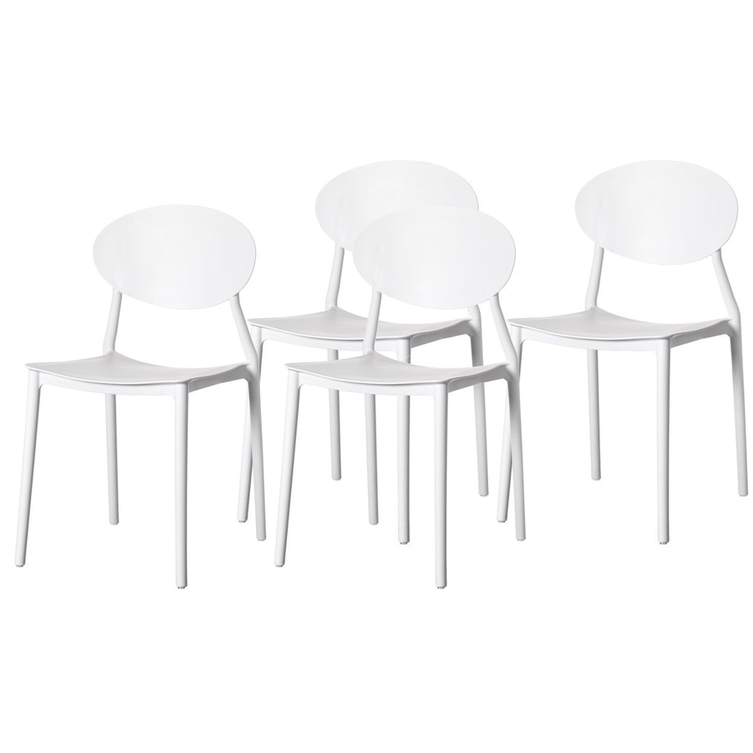 Modern Plastic Outdoor Dining Chair Open Oval Back 18.25in Wide Stackable PP Image 10