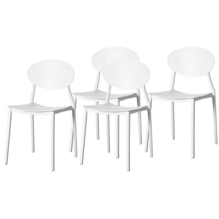 Modern Plastic Outdoor Dining Chair with Open Oval Back Design Image 10