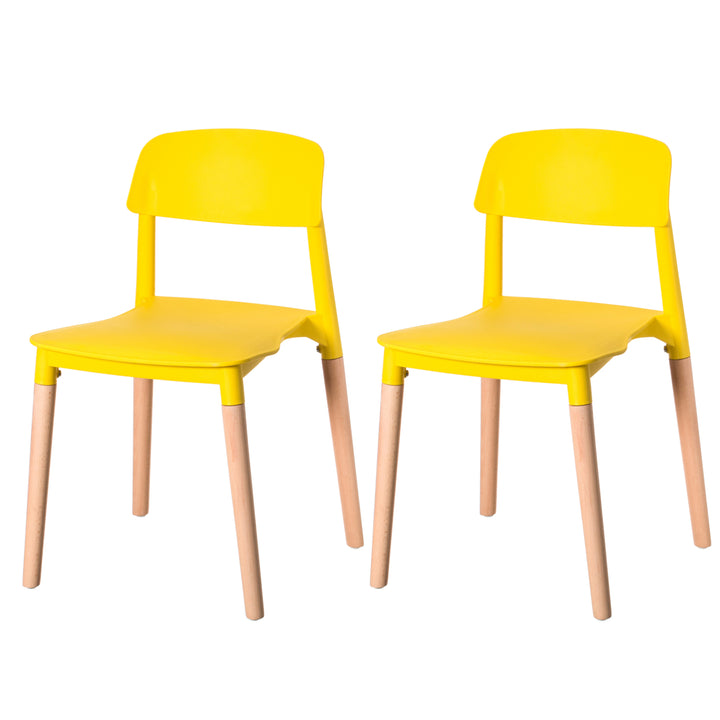 Modern Plastic Dining Chair Open Back with Beech Wood Legs Image 11