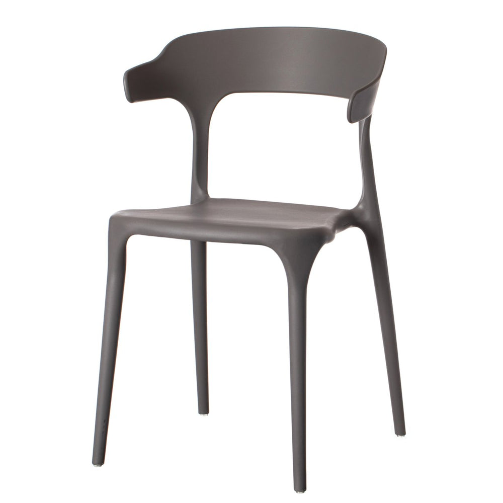 Modern Plastic Outdoor Dining Chair with Open U Shaped Back Image 2