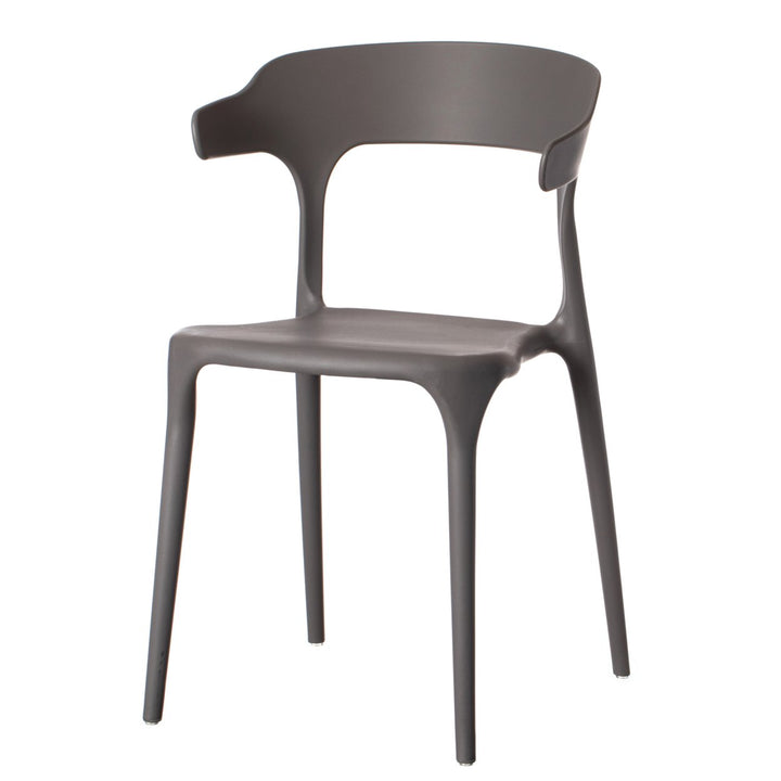 Modern Plastic Outdoor Dining Chair with Open U Shaped Back Image 1