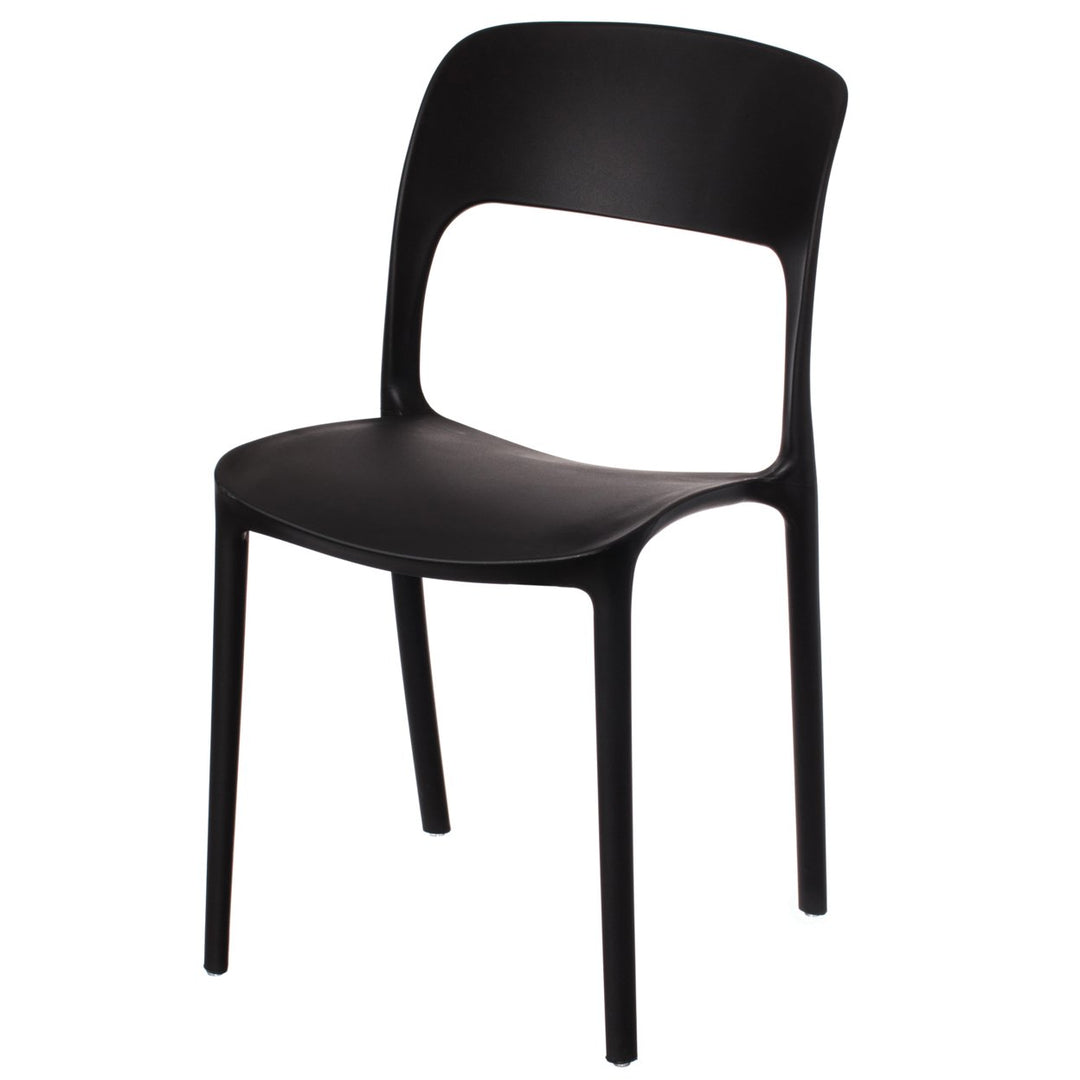 Modern Plastic Outdoor Dining Chair Curved Back Polypropylene Stackable 23.5" Image 1