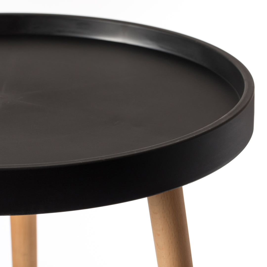 Modern Plastic Round Side Table 20in Beech Wood Legs Accent Coffee Table Image 3