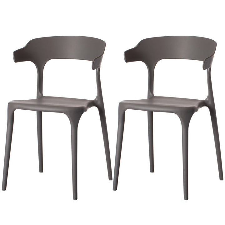 Modern Plastic Outdoor Dining Chair with Open U Shaped Back Image 3