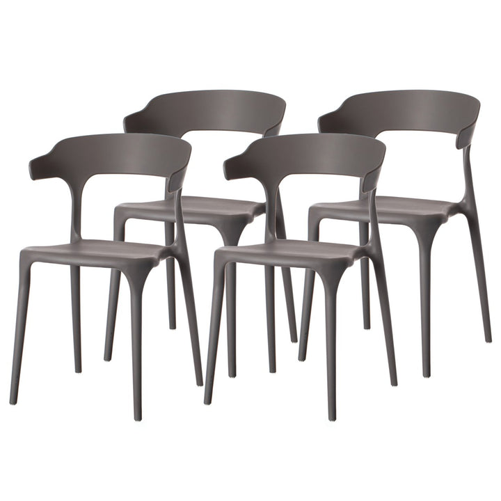 Modern Plastic Outdoor Dining Chair with Open U Shaped Back Image 4