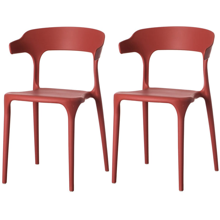 Modern Plastic Outdoor Dining Chair with Open U Shaped Back Image 6