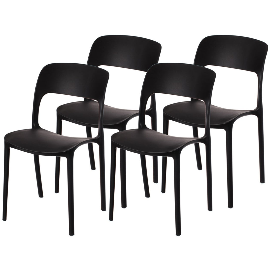 Modern Plastic Outdoor Dining Chair with Open Curved Back Image 4