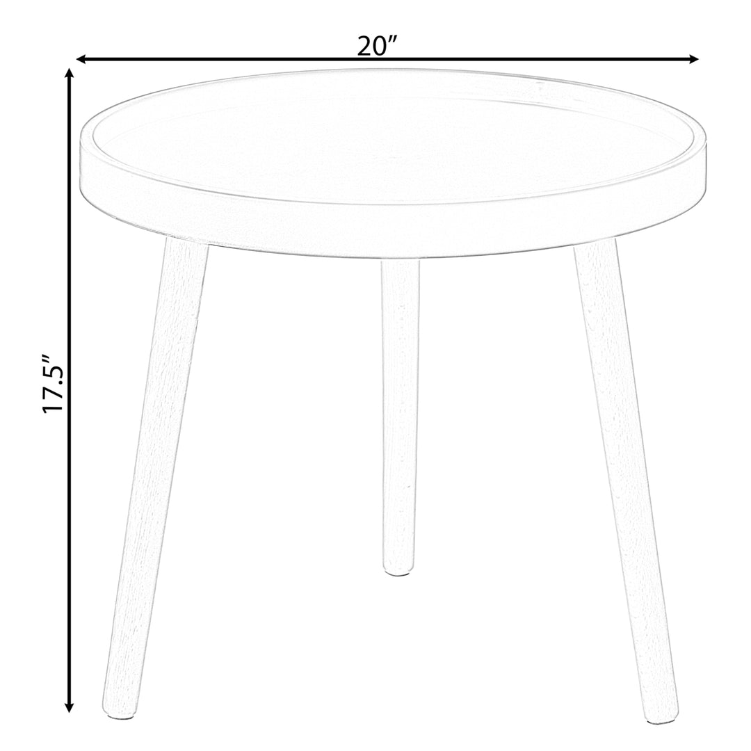 Modern Plastic Round Side Table 20in Beech Wood Legs Accent Coffee Table Image 7