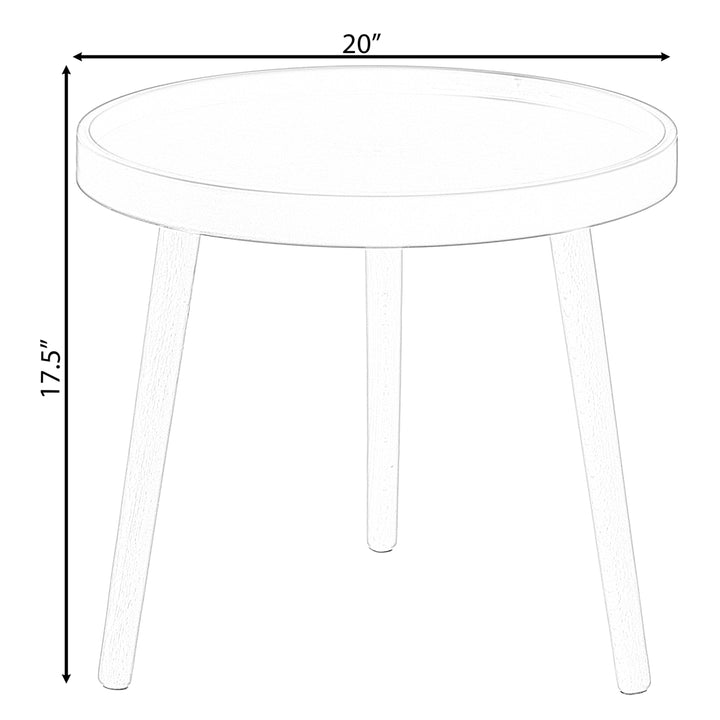 Modern Plastic Round Side Table 20in Beech Wood Legs Accent Coffee Table Image 7