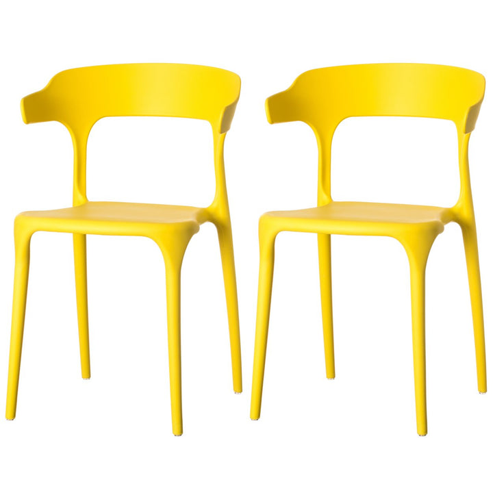 Modern Plastic Outdoor Dining Chair with Open U Shaped Back Image 9