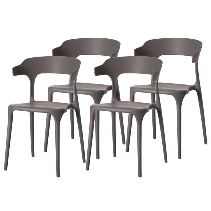 Modern Plastic Outdoor Dining Chair with Open U Shaped Back Image 12