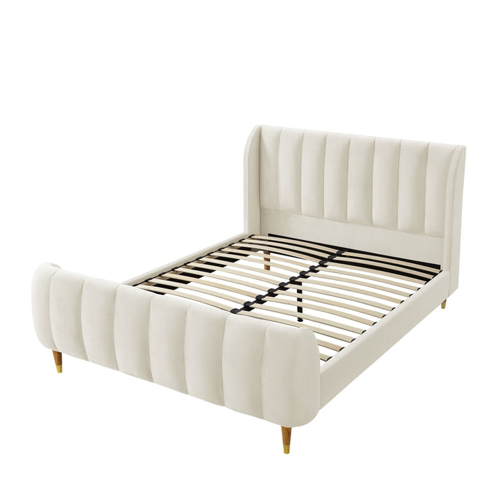 Sana Bed-Upholstered-Channel Tufted-Slats Included Image 9