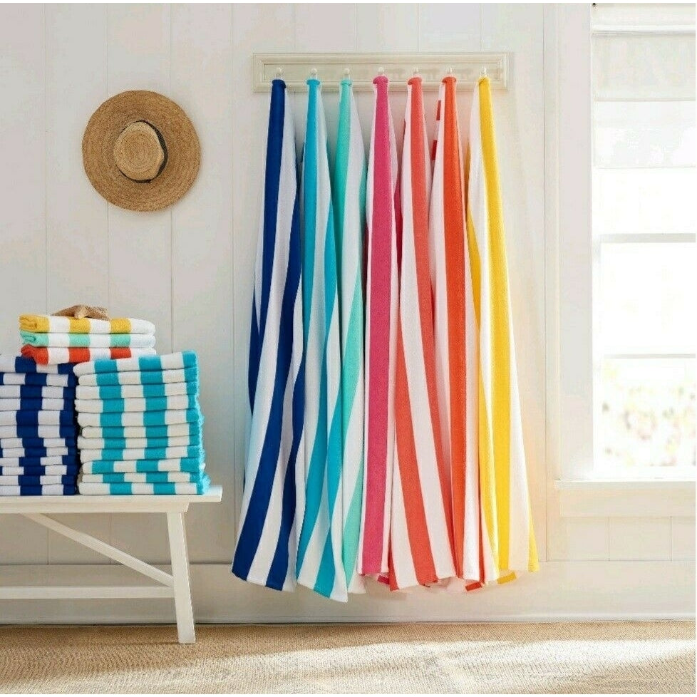 100% Cotton Beach Towels 4-Pack Striped Cabana 30x60 Ultra-Soft Quick-Dry Image 3