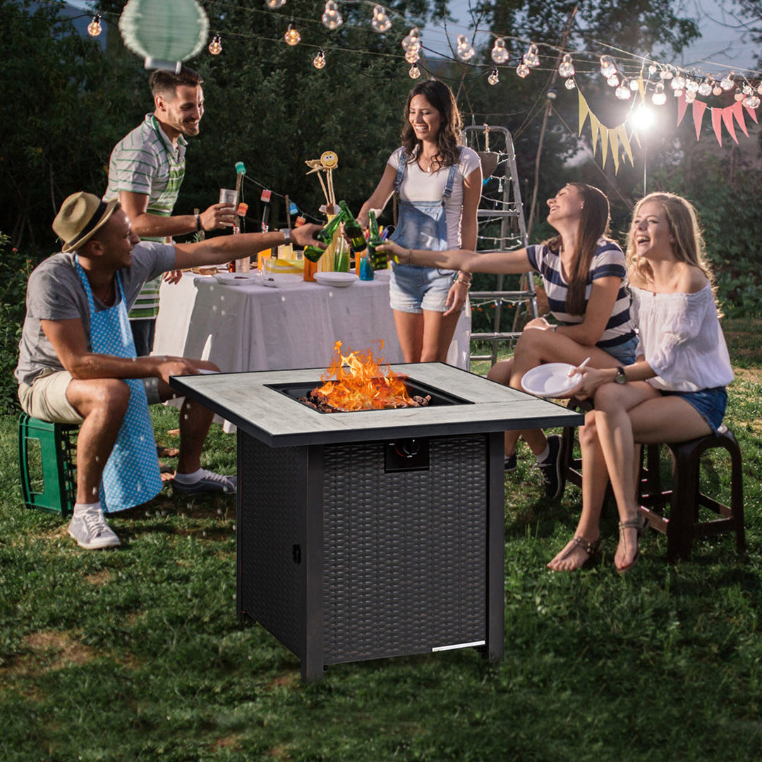 30 Gas Fire Table 50,000 BTU Square Propane Fire Pit Table Patio Yard Image 3