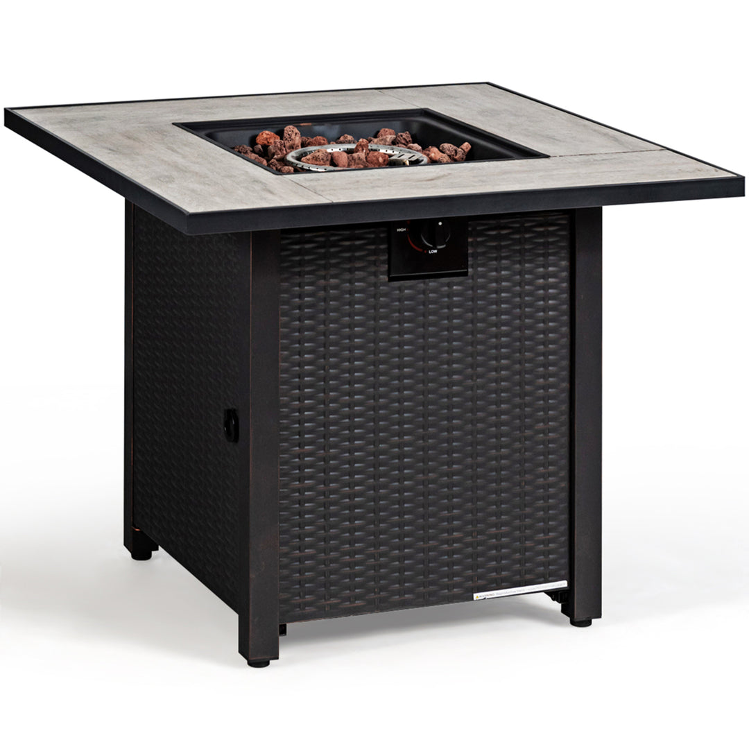 30 Gas Fire Table 50,000 BTU Square Propane Fire Pit Table Patio Yard Image 8