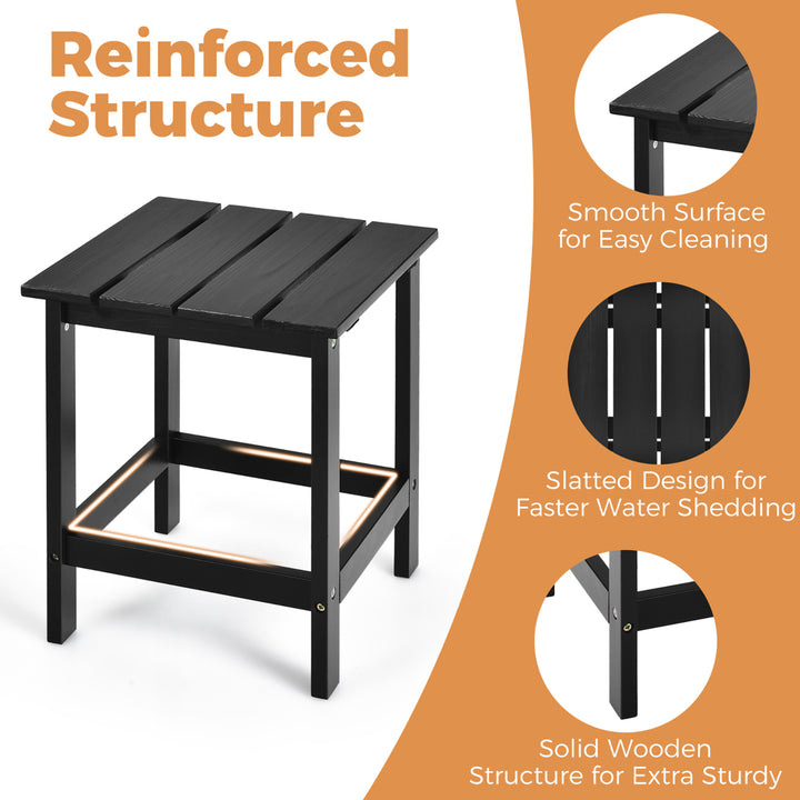 3PC Patio Adirondack Chairs Side Table Set Solid Wood Garden Deck Black Image 8