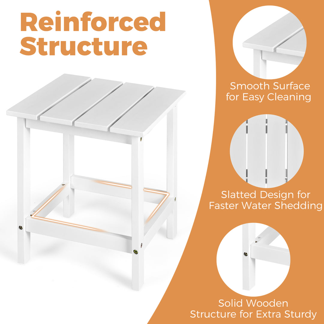 2PCS Patio Adirondack Chair Side Table Set Solid Wood Garden Deck White Image 8