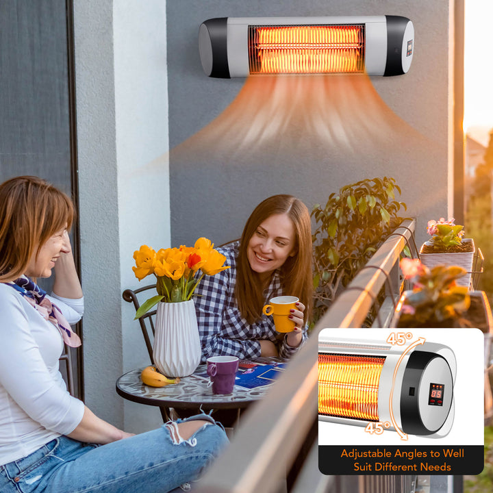 Wall-Mounted Electric Heater Patio Infrared Heater W/ Remote Control Image 6