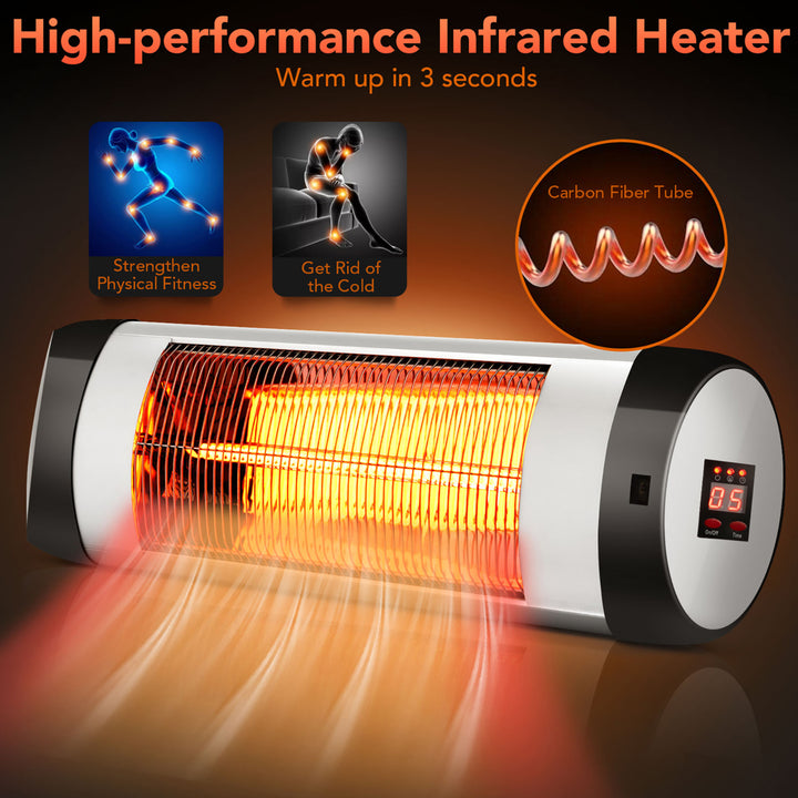 Wall-Mounted Electric Heater Patio Infrared Heater W/ Remote Control Image 7