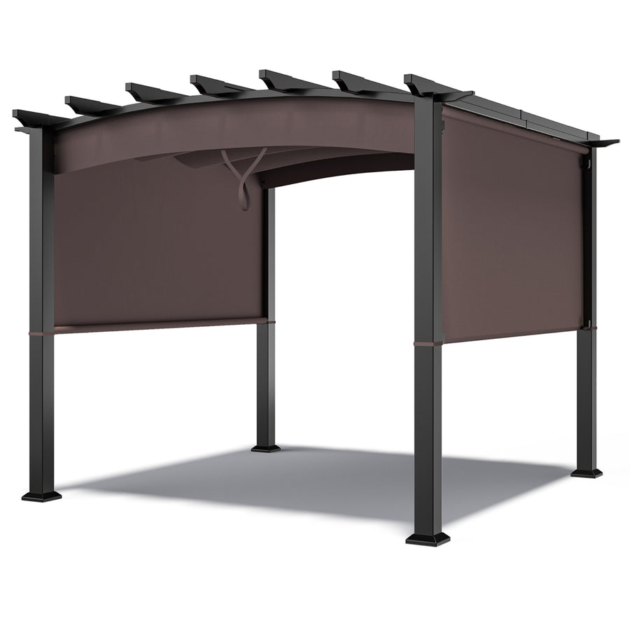 10 x 10ft Patio Pergola Gazebo Sun Shade Shelter W/Retractable Canopy Image 1