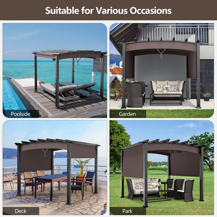 10 x 10ft Patio Pergola Gazebo Sun Shade Shelter W/Retractable Canopy Image 5