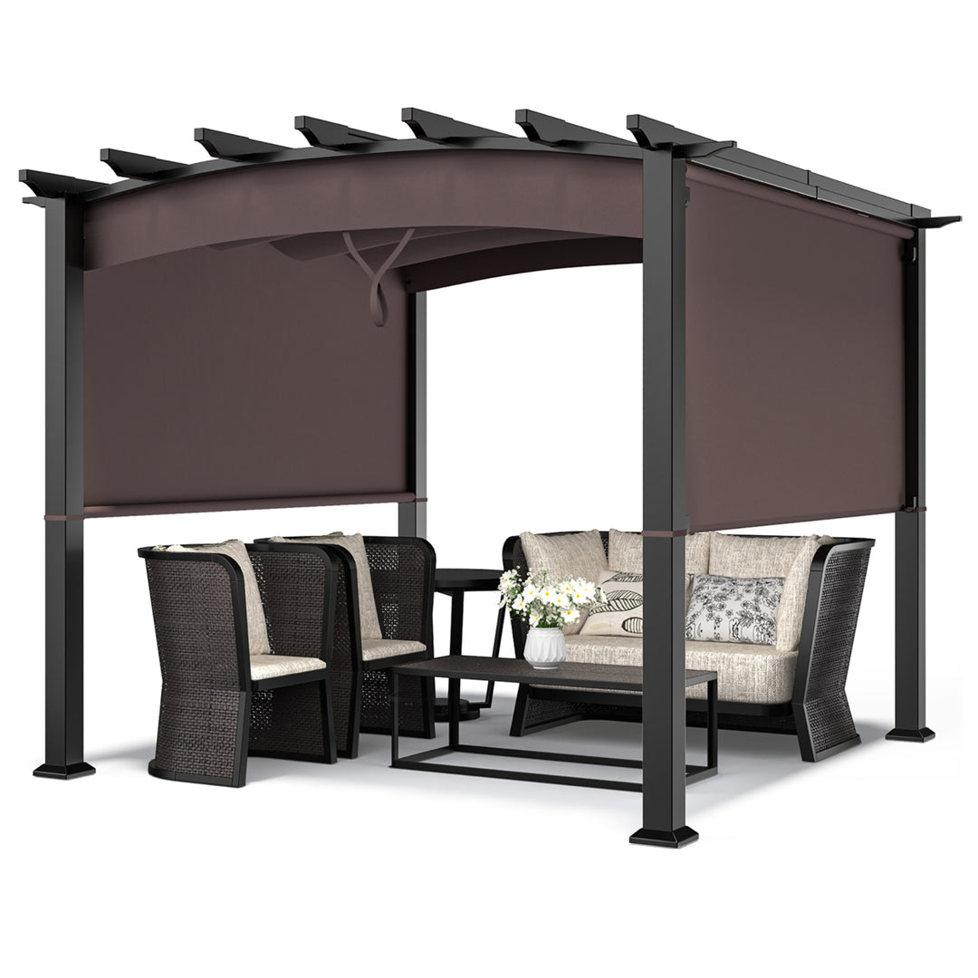 10 x 10ft Patio Pergola Gazebo Sun Shade Shelter W/Retractable Canopy Image 9