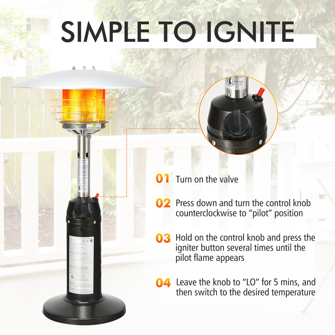 11,000 BTU Patio Heater Portable Tabletop Propane Standing LP Gas Heater Brown Image 6