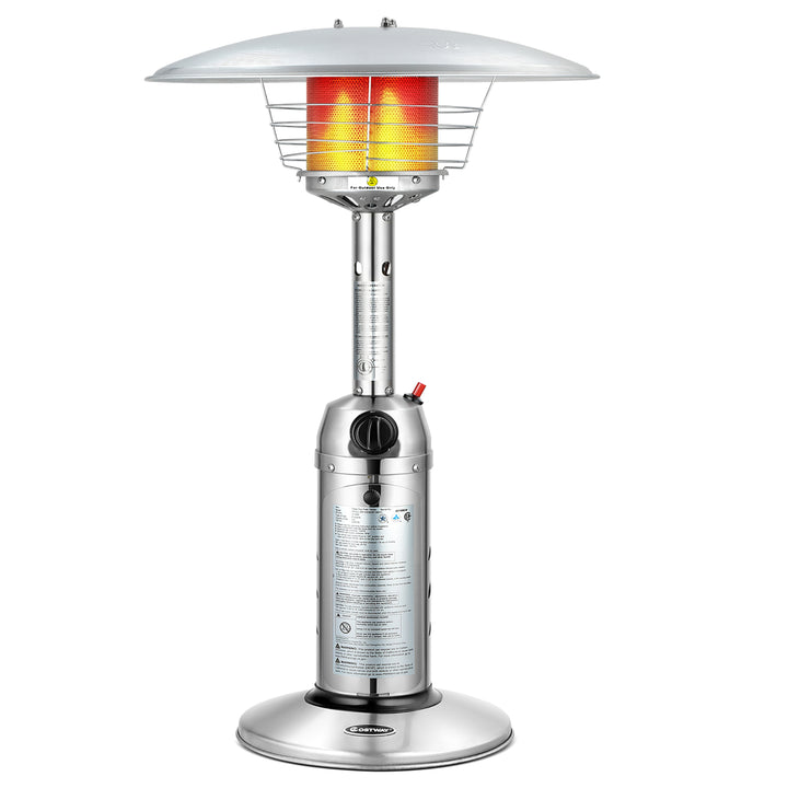 Patio Heater 11,000BTU Portable Tabletop Stainless Steel Standing Propane Heater Image 1