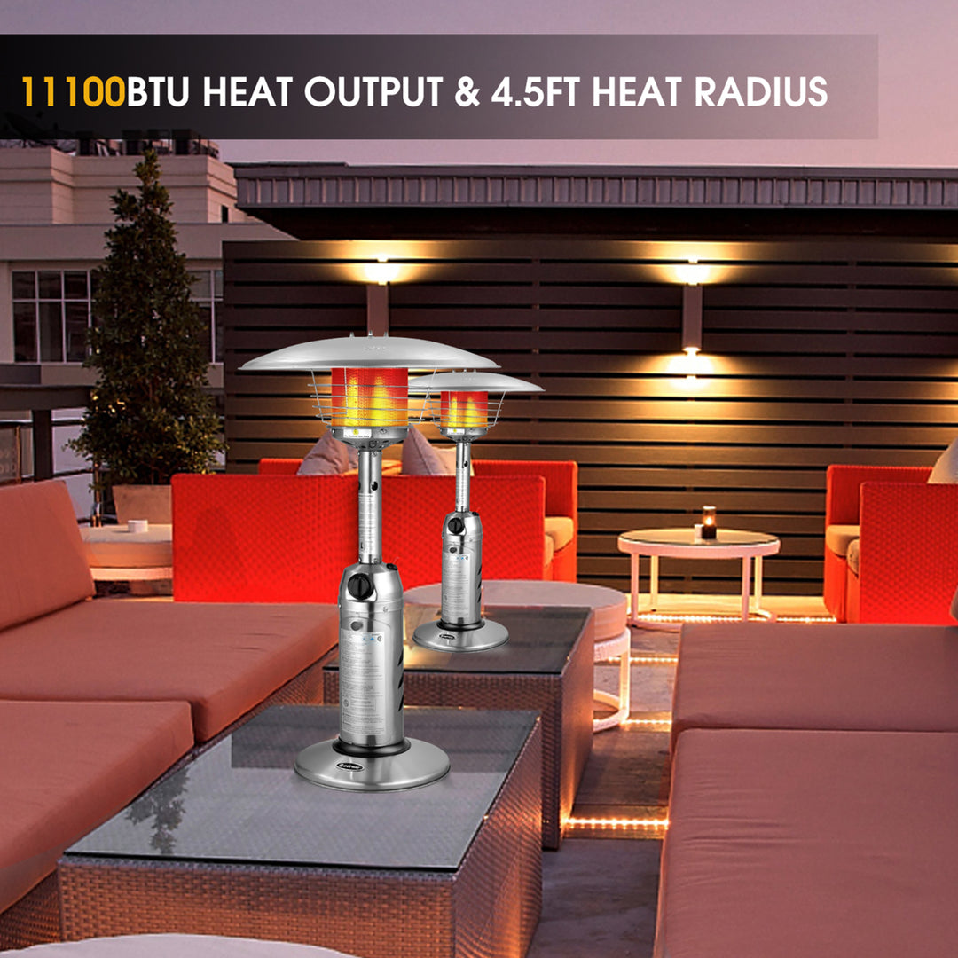 Patio Heater 11,000BTU Portable Tabletop Stainless Steel Standing Propane Heater Image 5